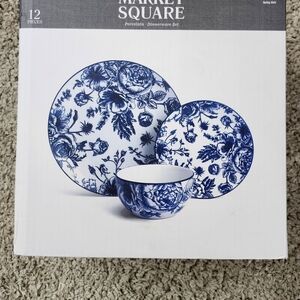 Market Square Blue and White Floral Porcelain Dinnerware Set